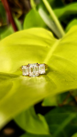 Rose Glow Triple Emerald Ring