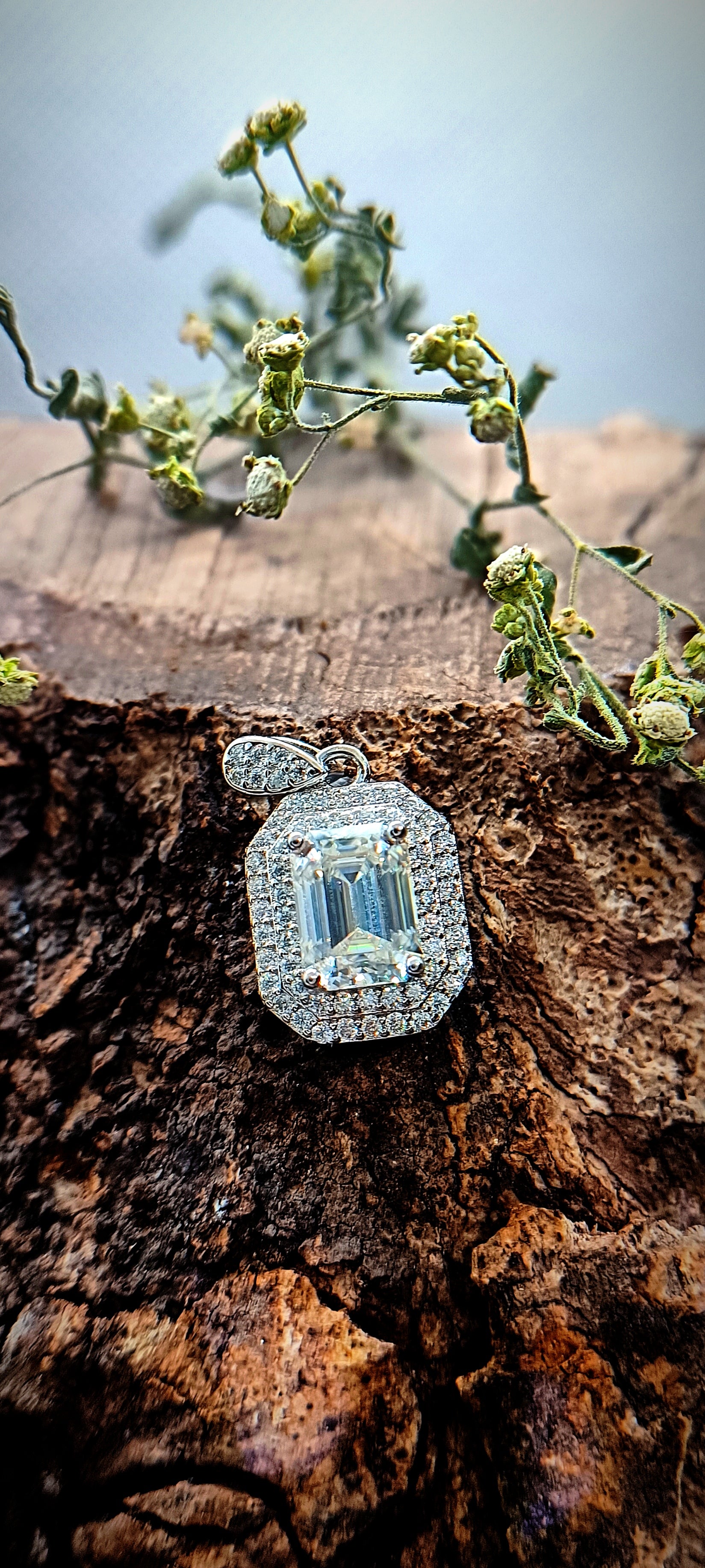 Double Halo Emerald Elegance Pendant