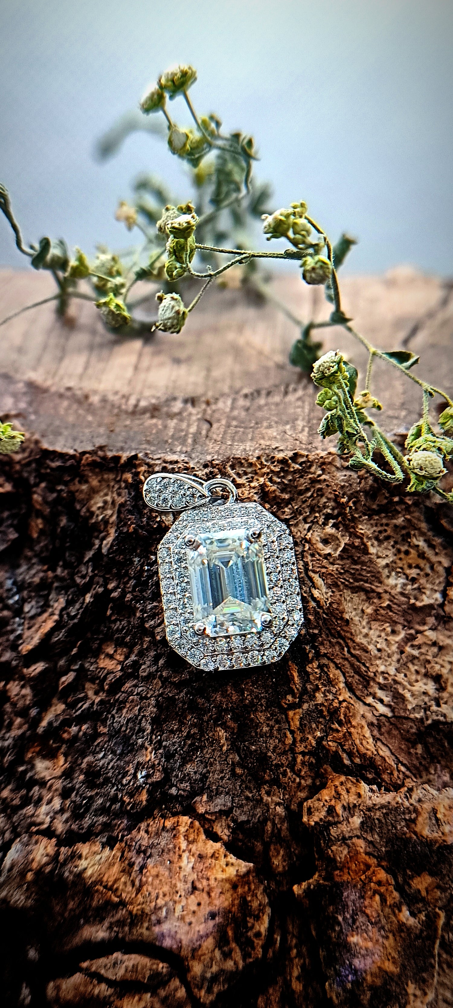 Double Halo Emerald Elegance Pendant