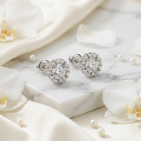Rosebud Round Earrings