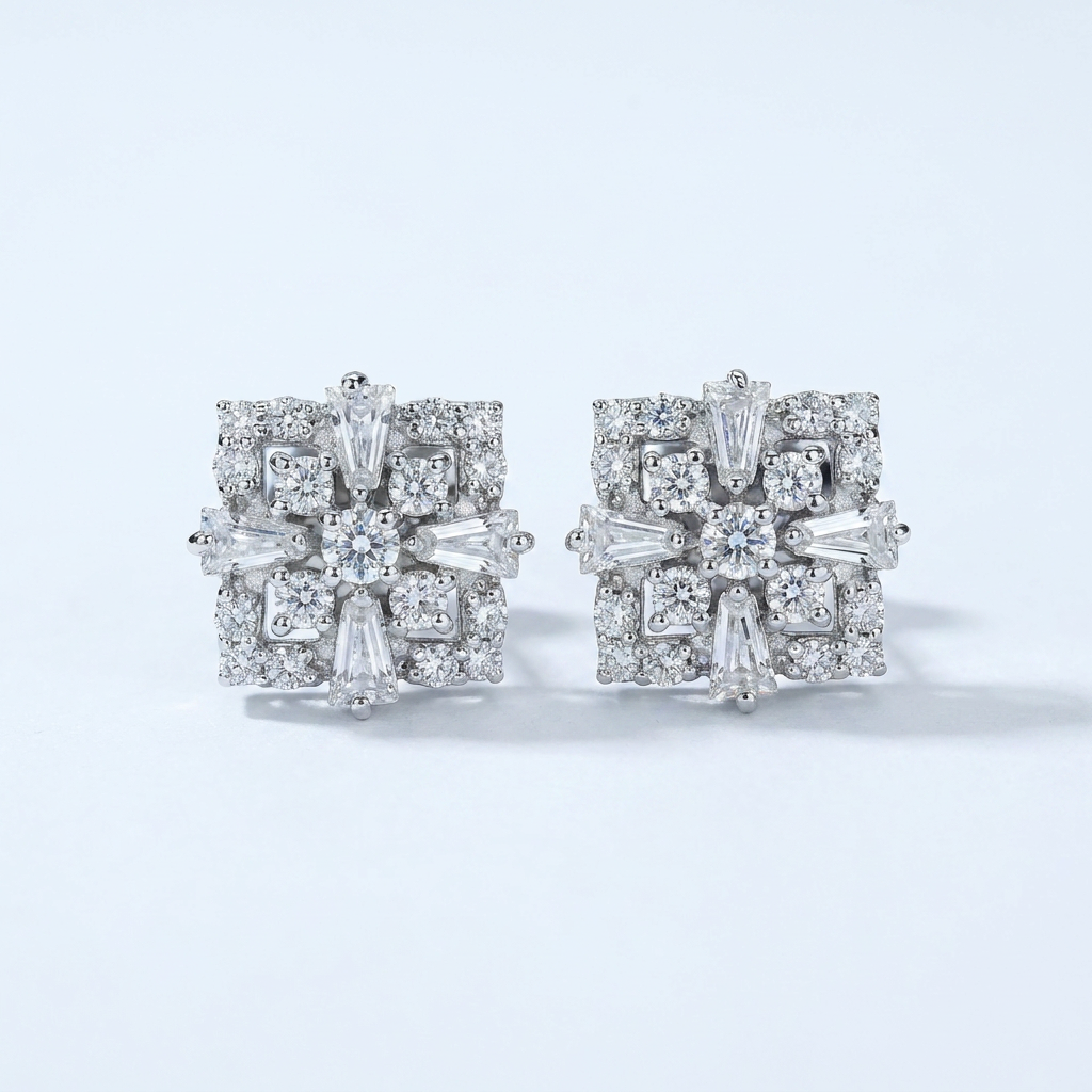 Round and Baguette Fancy Studs