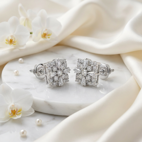Round and Baguette Fancy Studs