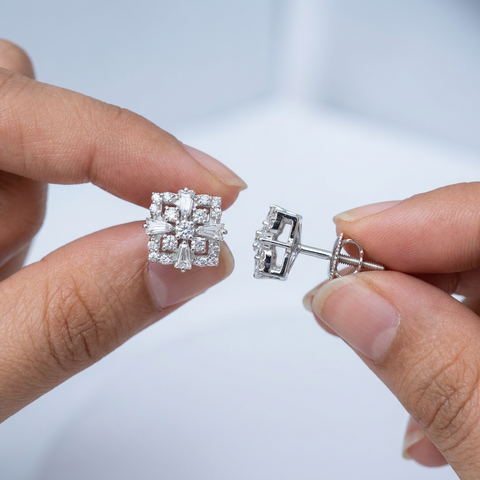 Round and Baguette Fancy Studs
