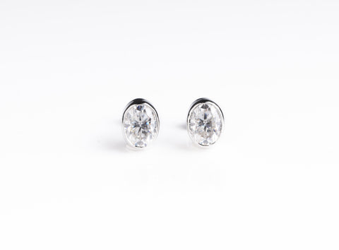 Bezel Studded Oval Earring