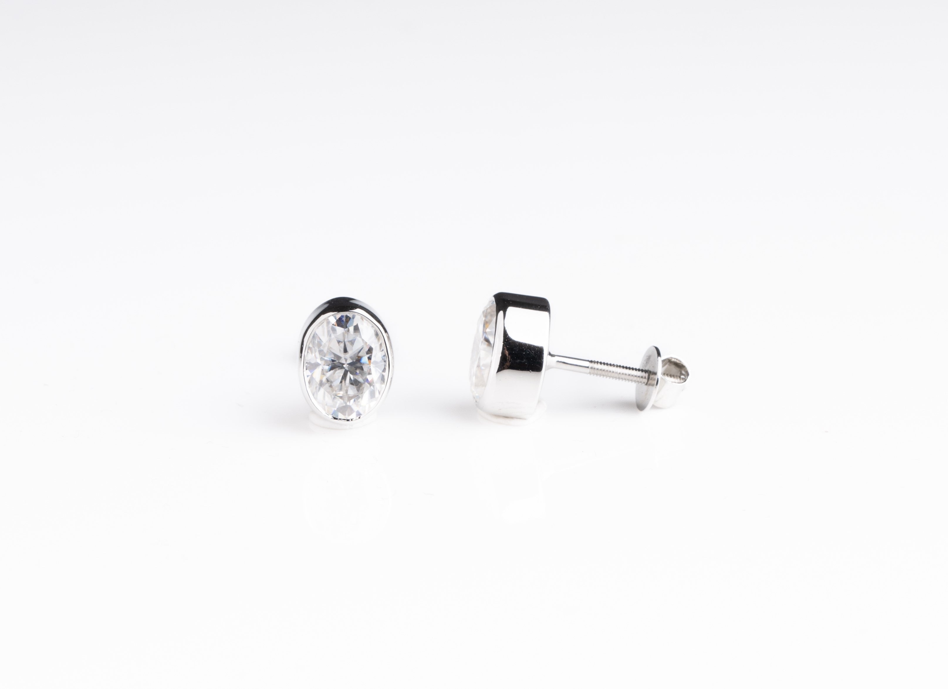 Bezel Studded Oval Earring