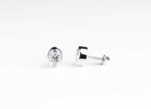 Bezel Studded Oval Earring