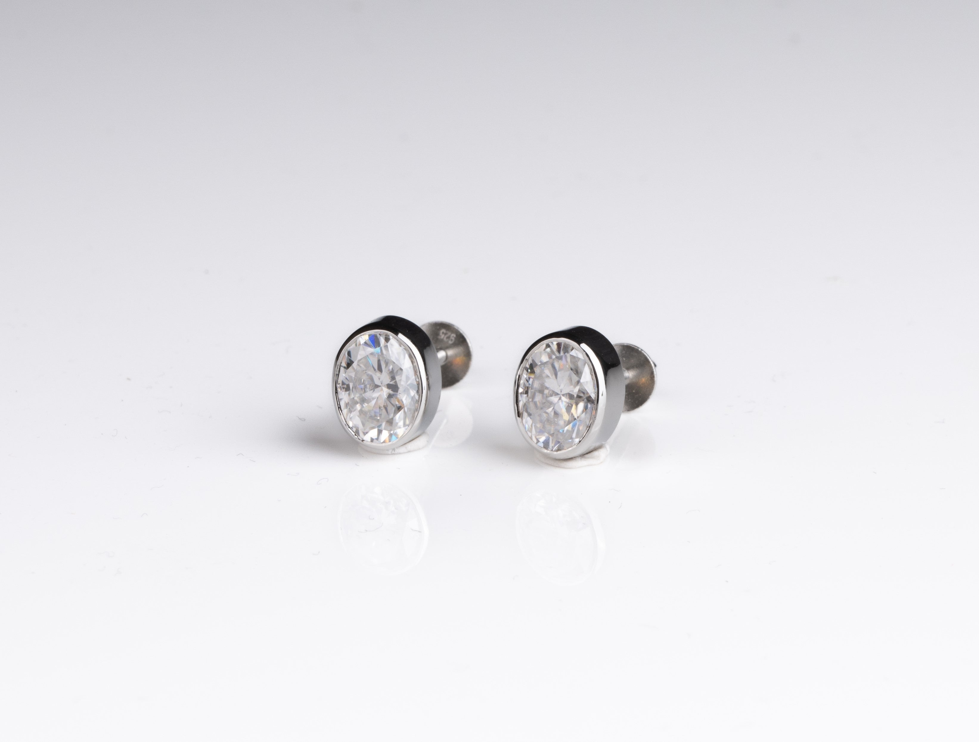 Bezel Studded Oval Earring