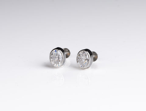Bezel Studded Oval Earring