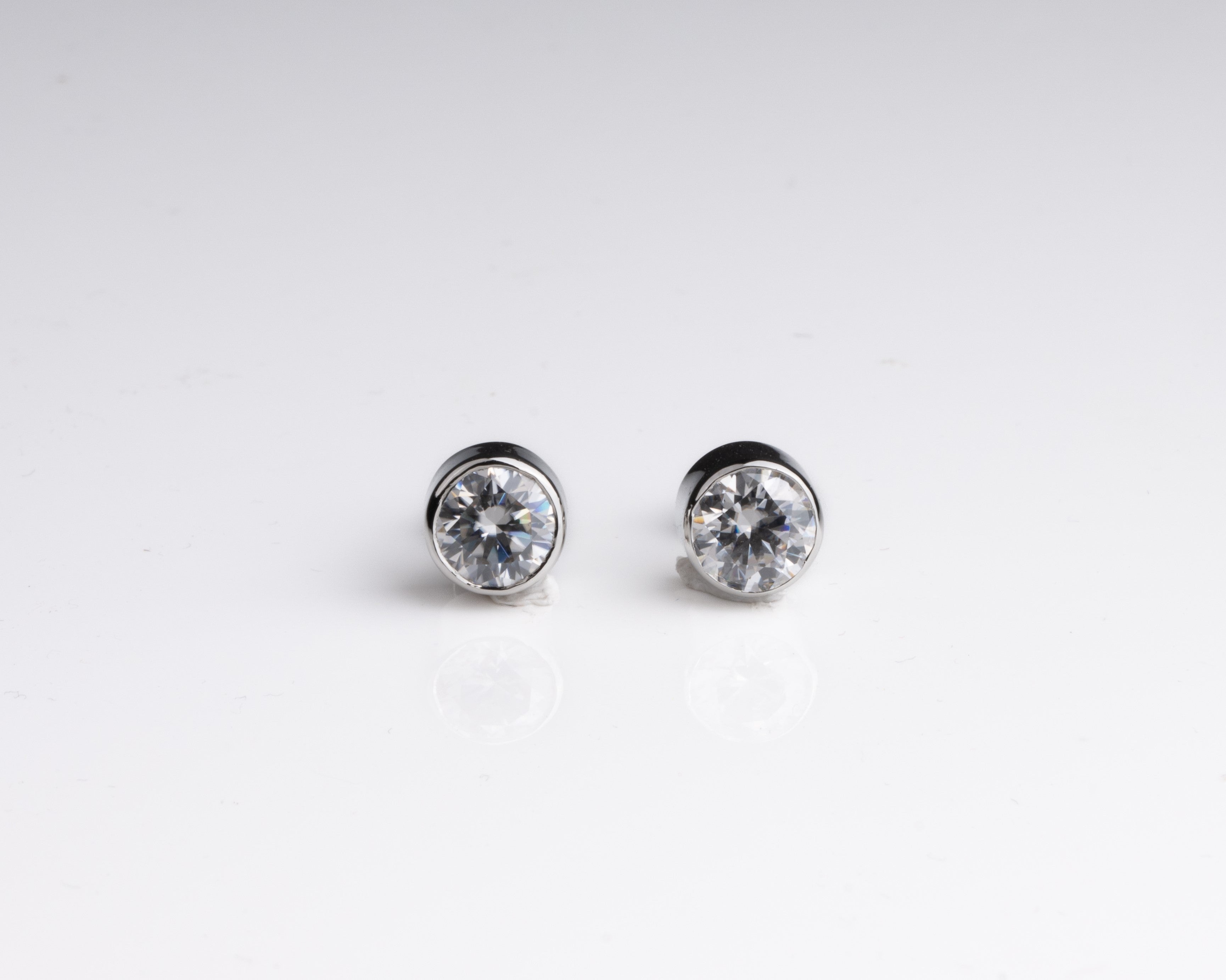 Bezel Studded Round Earrings
