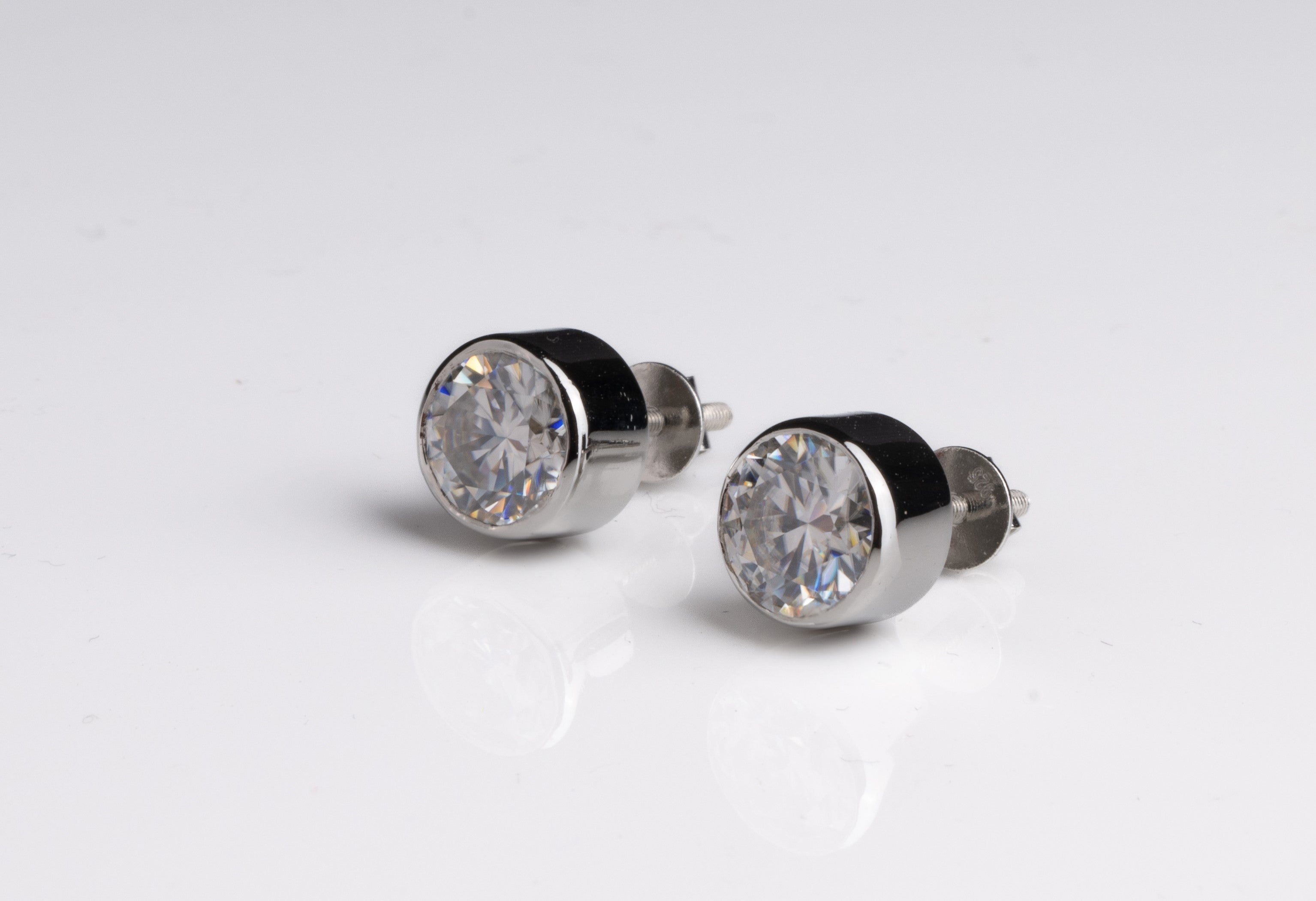 Bezel Studded Round Earrings