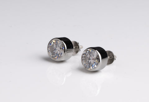 Bezel Studded Round Earrings