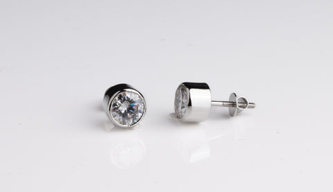 Bezel Studded Round Earrings