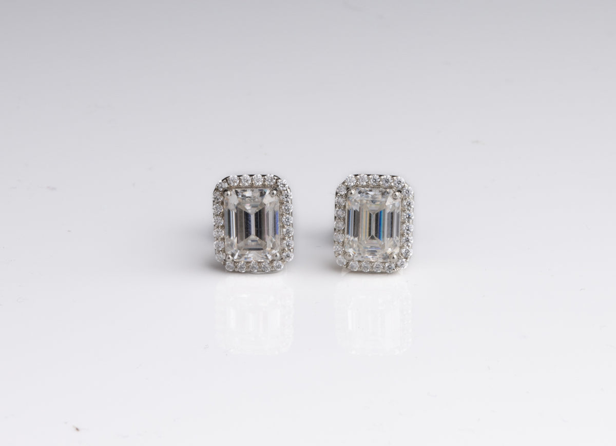 Glowing Halo Emerald Earrings