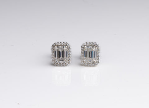 Glowing Halo Emerald Earrings