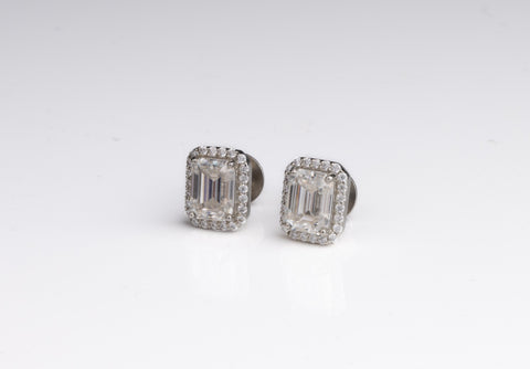 Glowing Halo Emerald Earrings