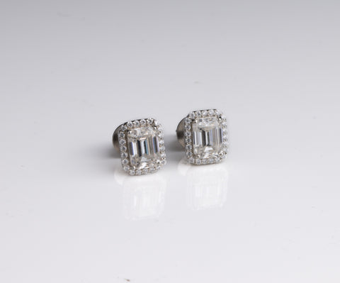 Glowing Halo Emerald Earrings