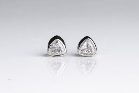 Bezel Studded Trillion Earrings