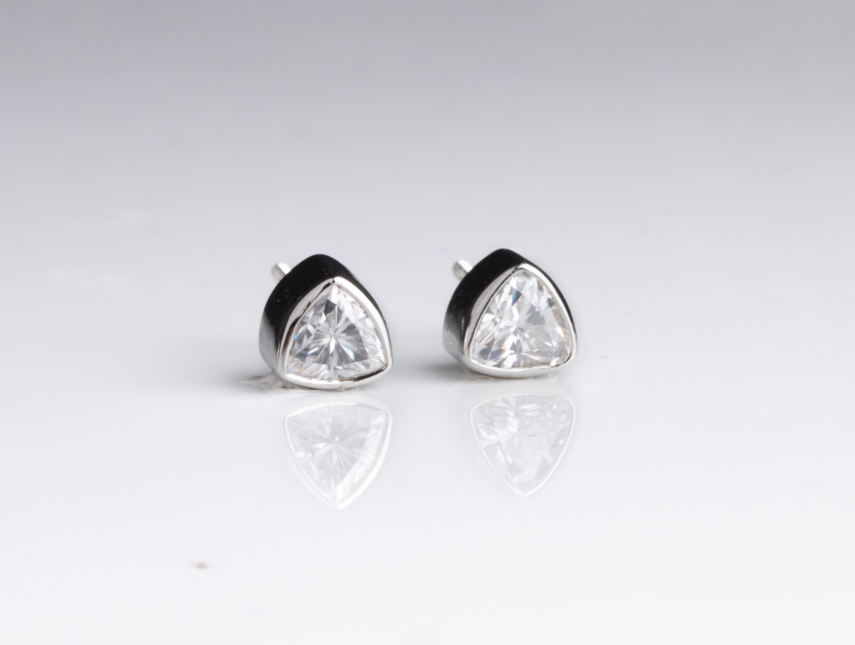 Bezel Studded Trillion Earrings