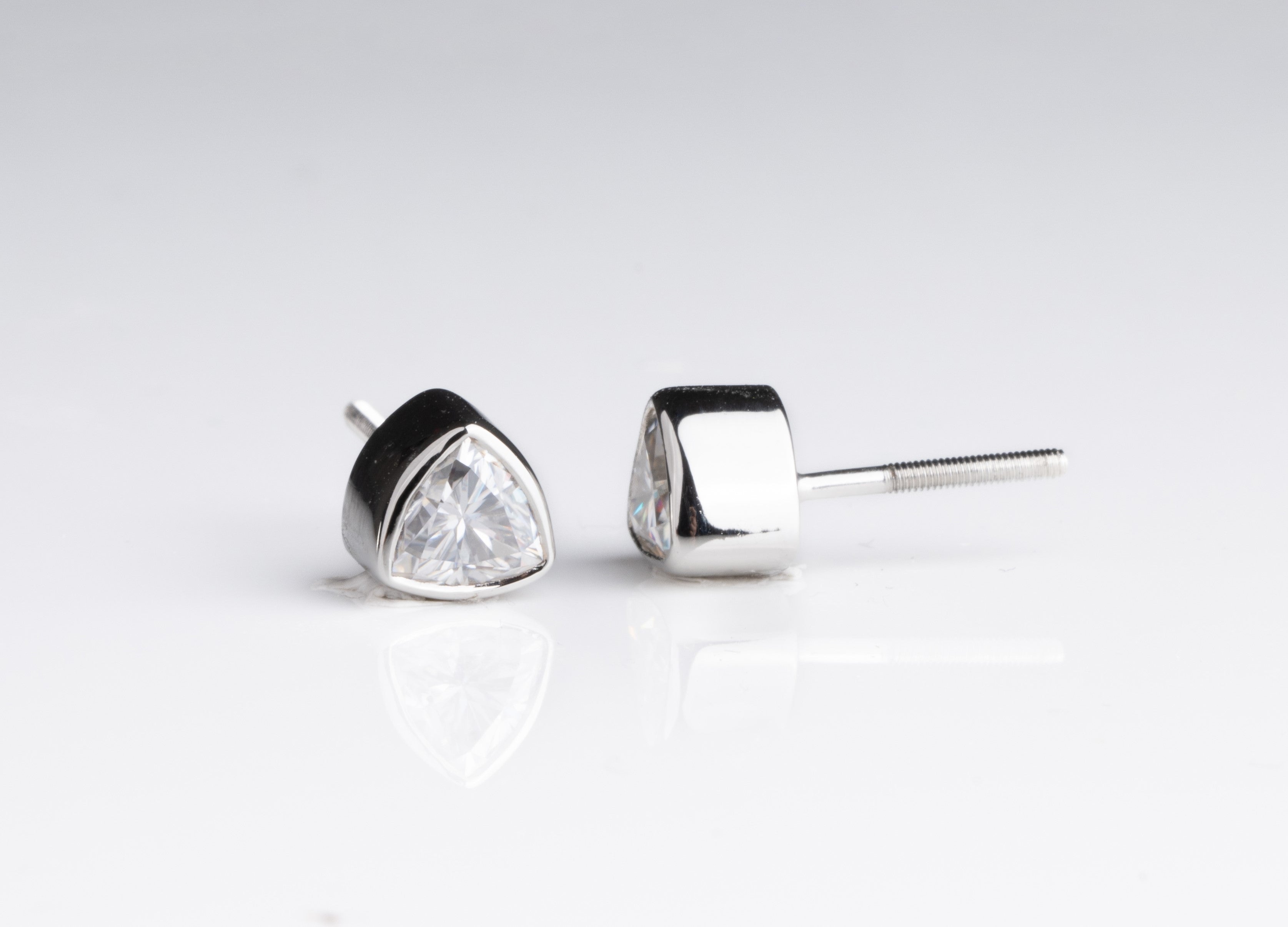 Bezel Studded Trillion Earrings