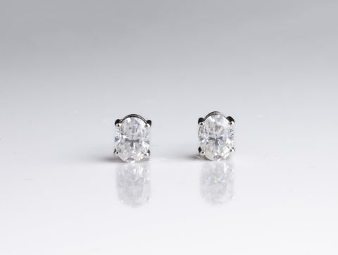 Evergreen Oval Solitaire Earrings