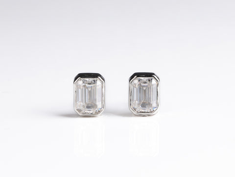 Bezel Studded Emerald Earrings