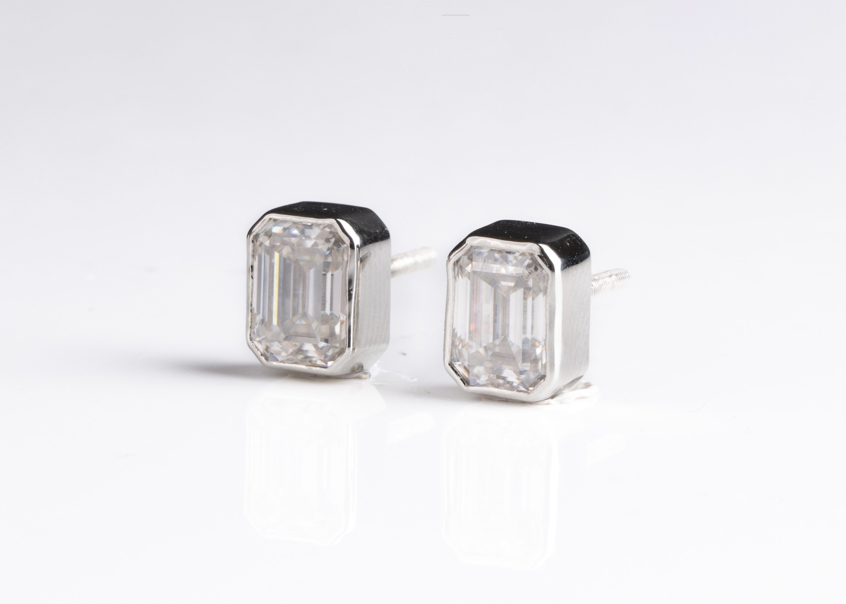 Bezel Studded Emerald Earrings