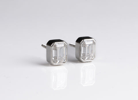 Bezel Studded Emerald Earrings