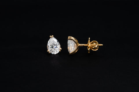 Golden Pear Double Prong Earrings