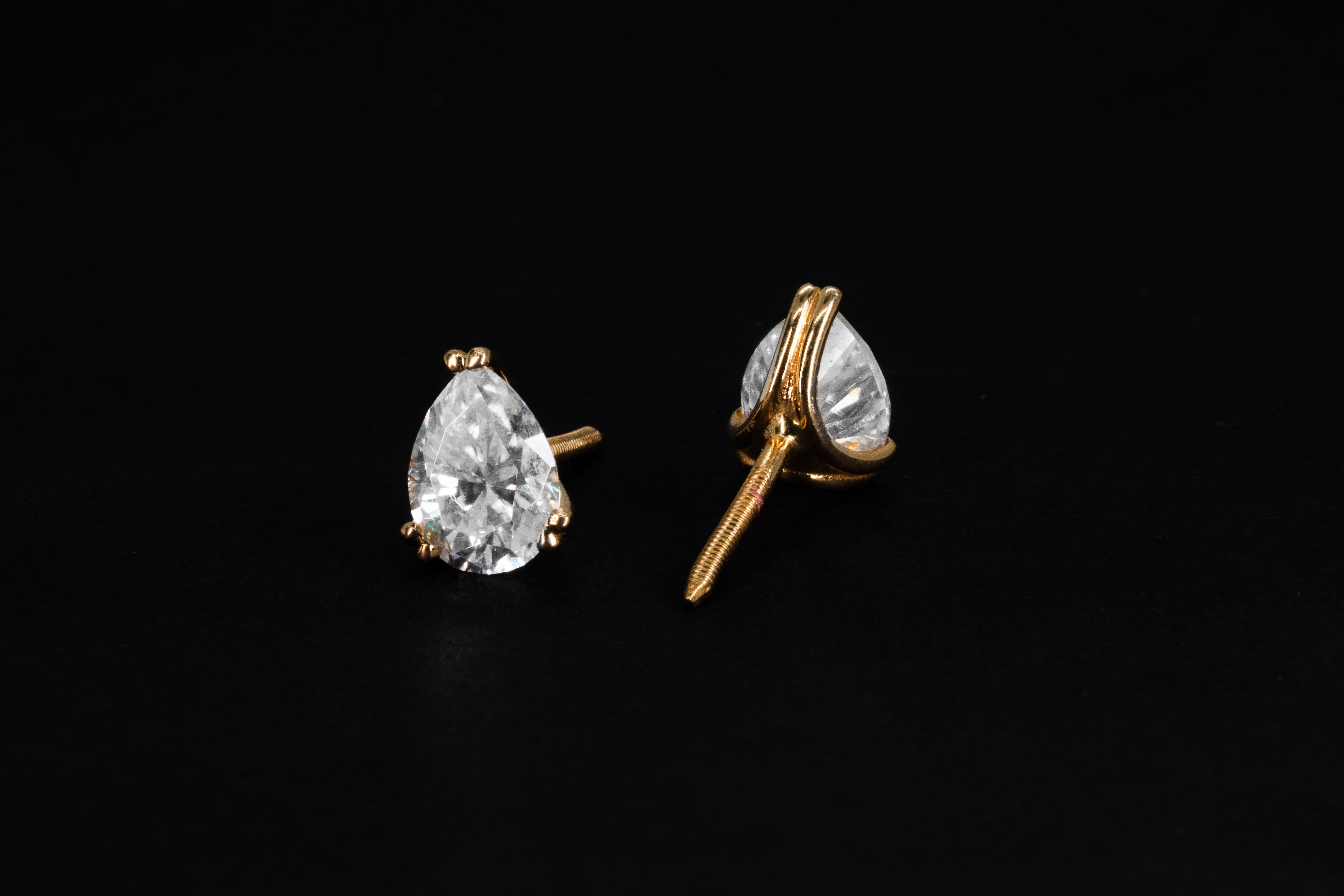 Golden Pear Double Prong Earrings