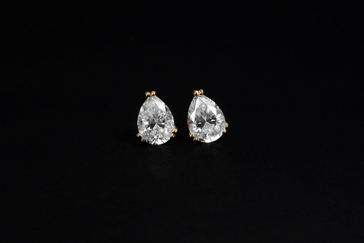 Golden Pear Double Prong Earrings