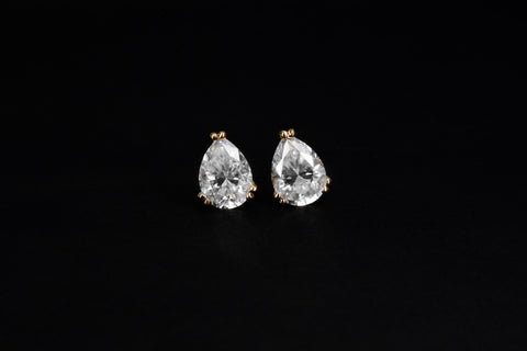 Golden Pear Double Prong Earrings