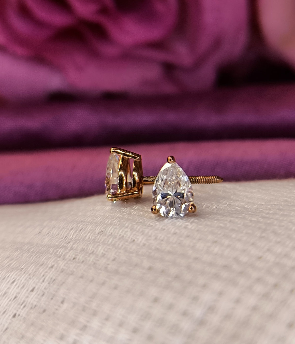Petite Pear Rose Gold Earrings