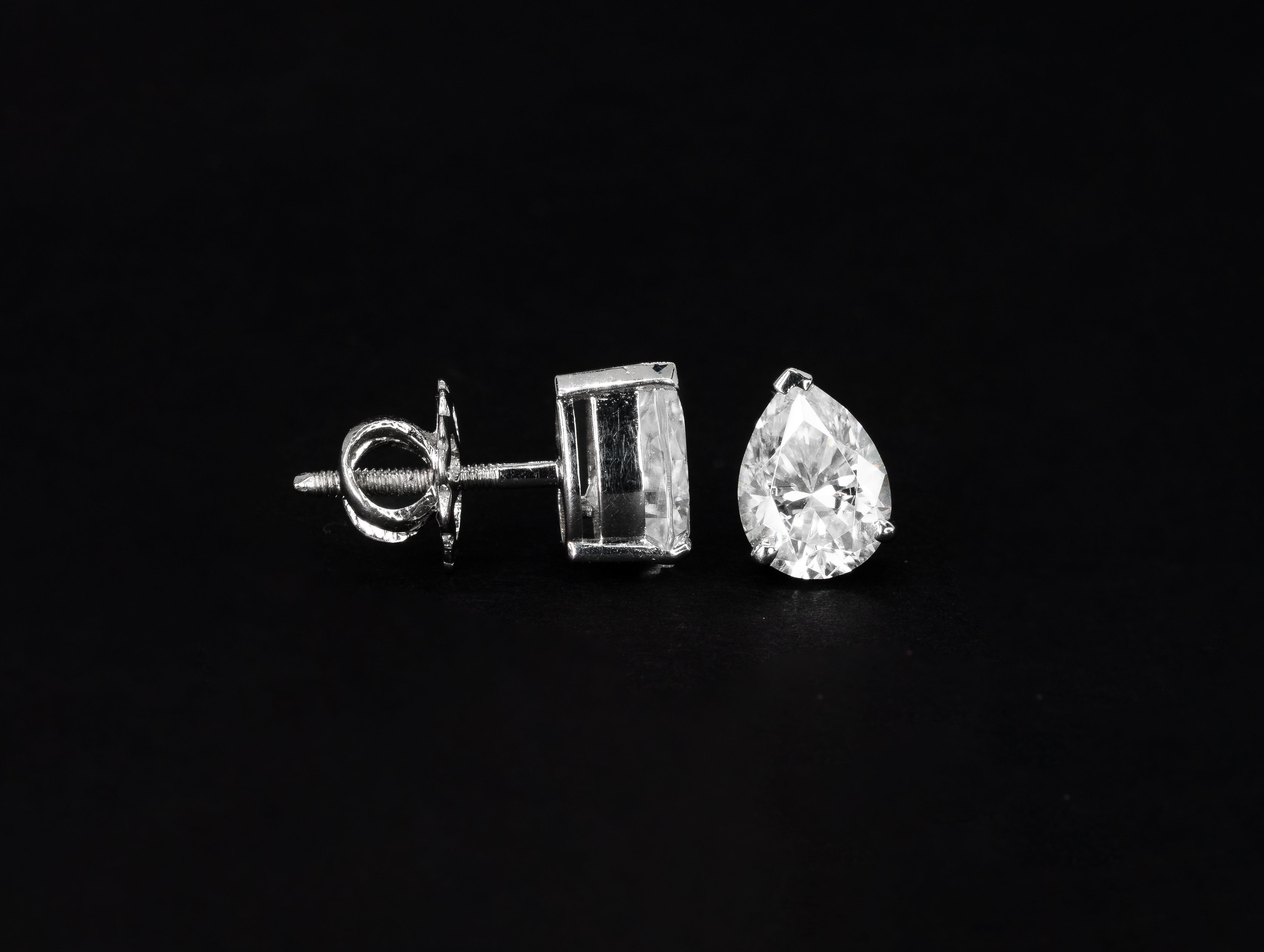 Large Platinum Pear Earrings