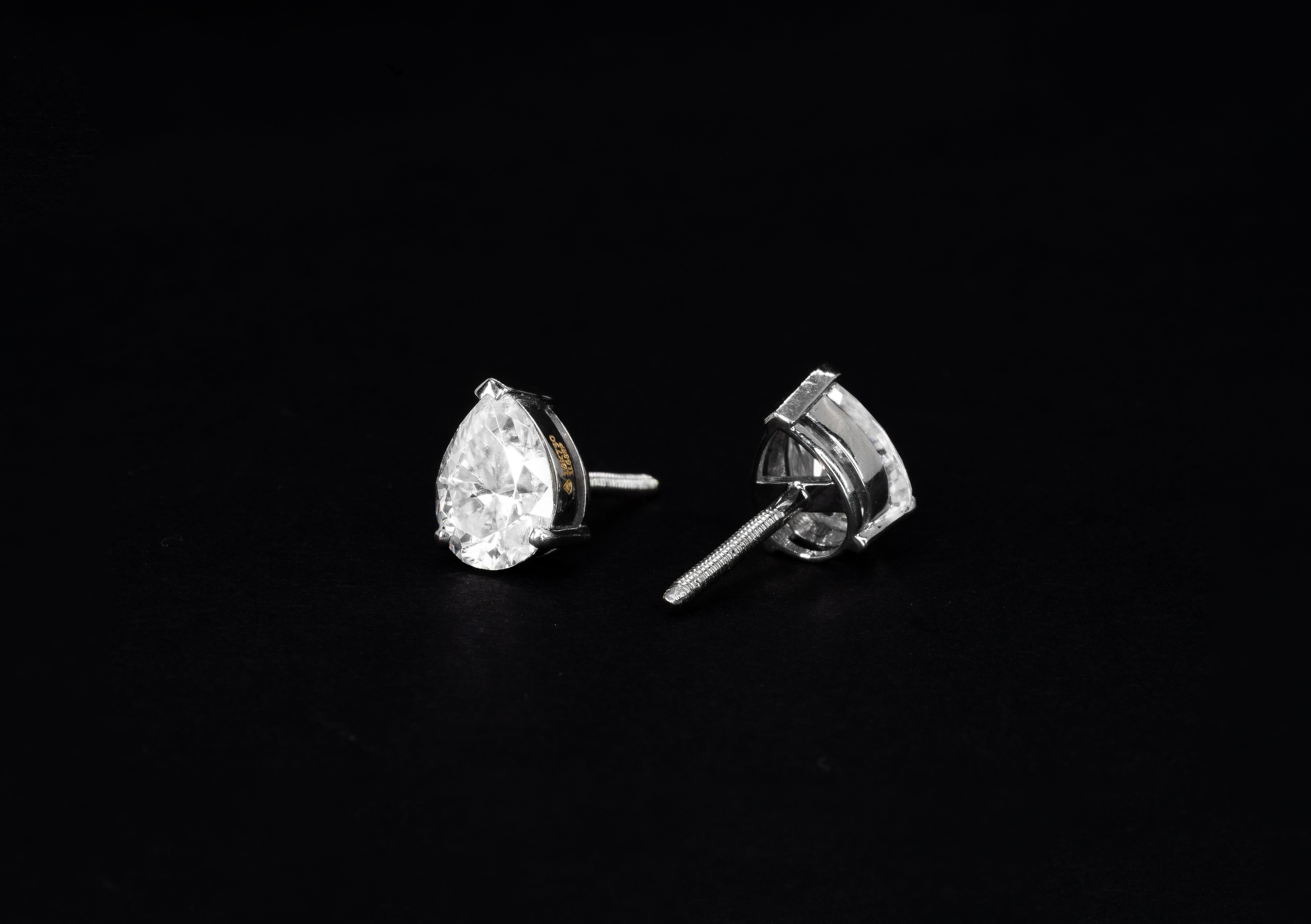 Large Platinum Pear Earrings