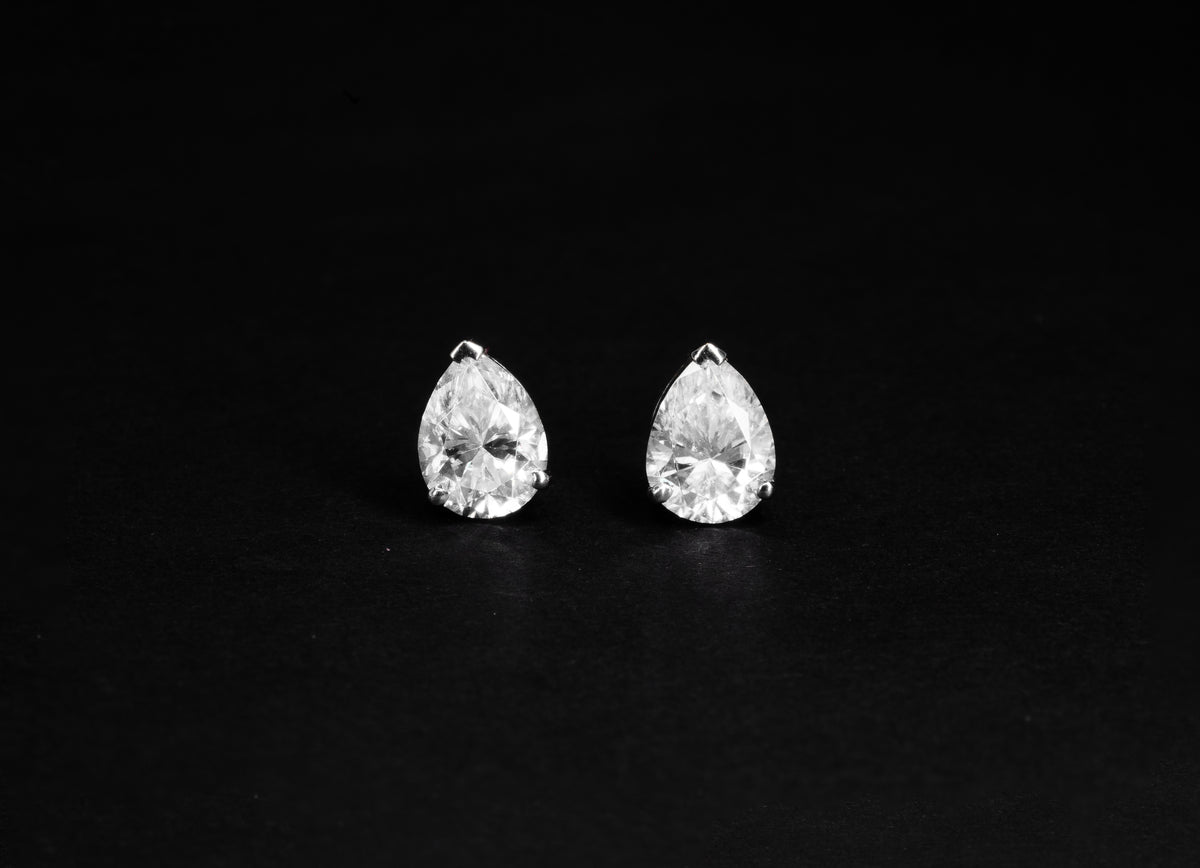 Large Platinum Pear Earrings