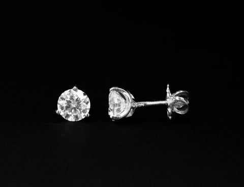White Prong Round Studs