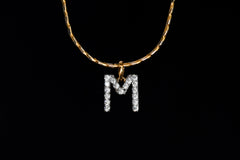 Solitaire Waves M Alphabet Moissanite Pendant