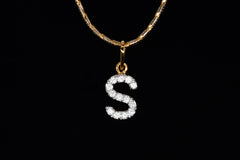 Solitaire Waves S Alphabet Moissanite Pendant