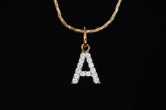 Solitaire Waves A Alphabet Moissanite Pendant