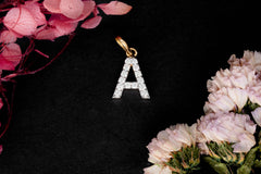Solitaire Waves A Alphabet Moissanite Pendant