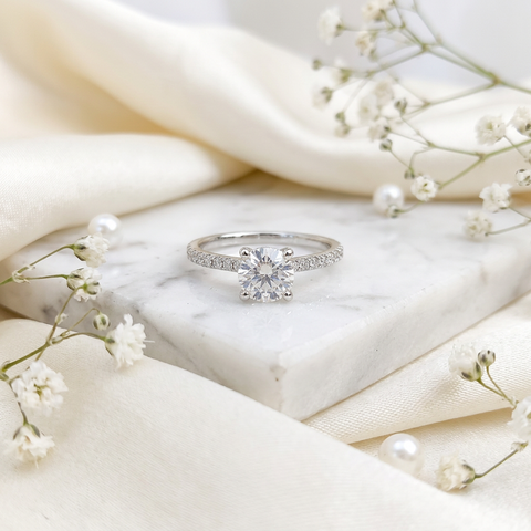 Whispering Halo Cushion Ring