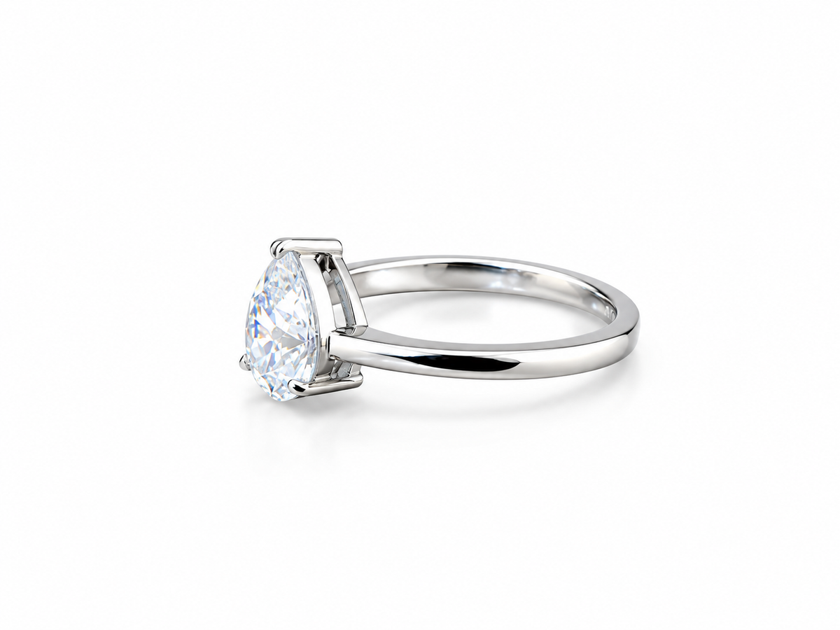Classic Pear Solitaire Ring – product view 2