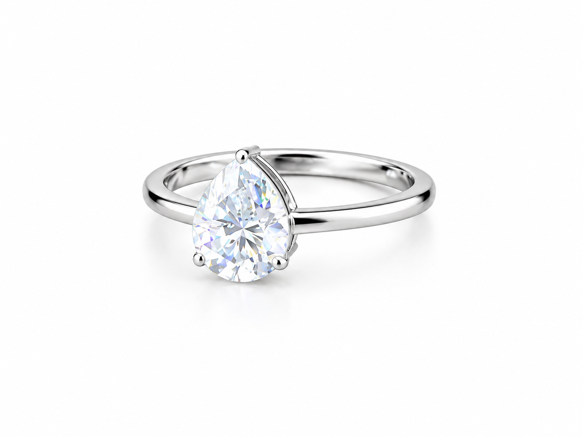 Classic Pear Solitaire Ring