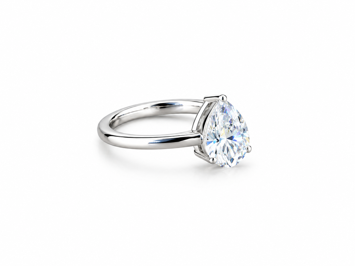 Classic Pear Solitaire Ring – product view 3