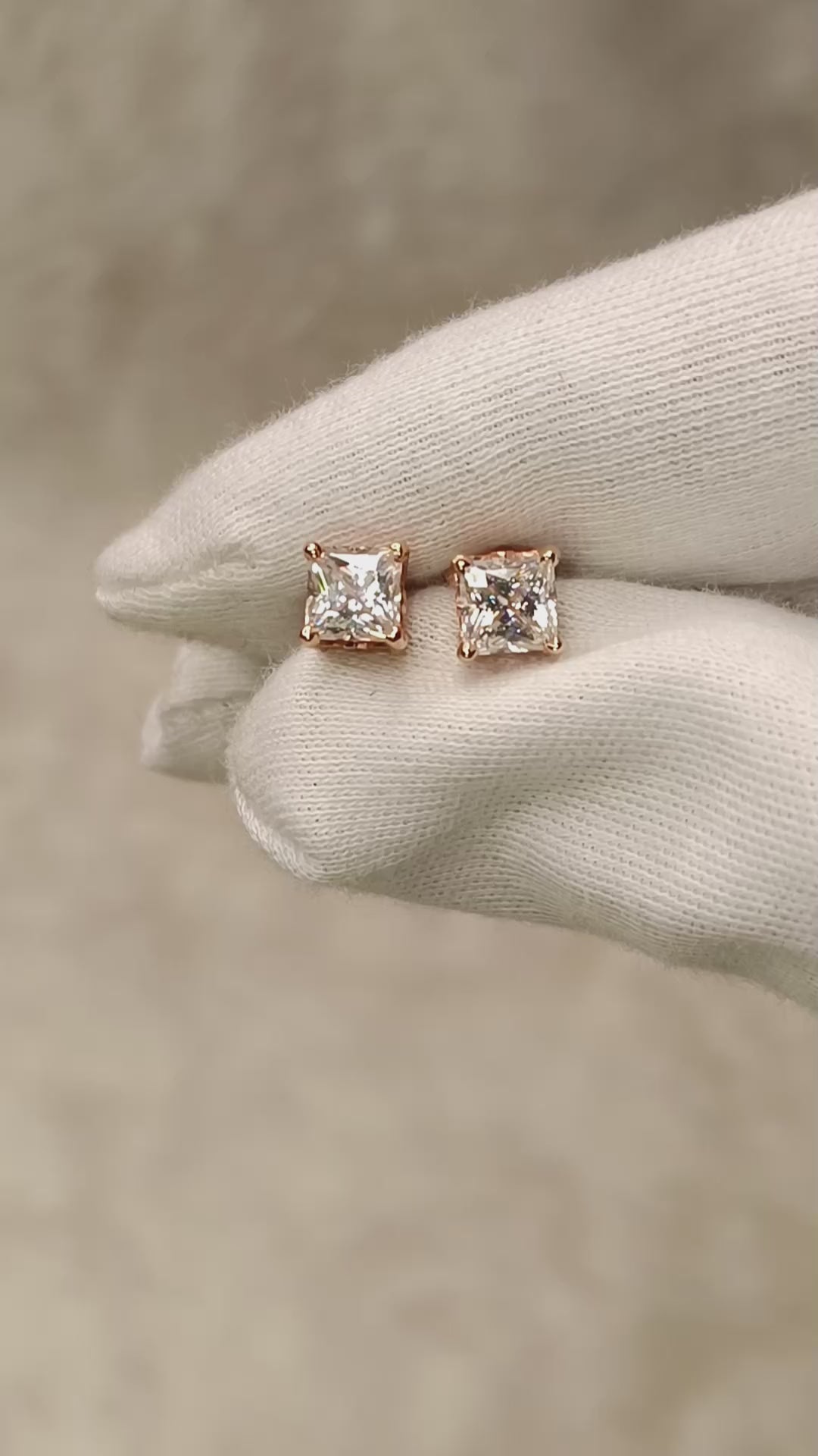 Fancy Bezel Princess Cut Earrings