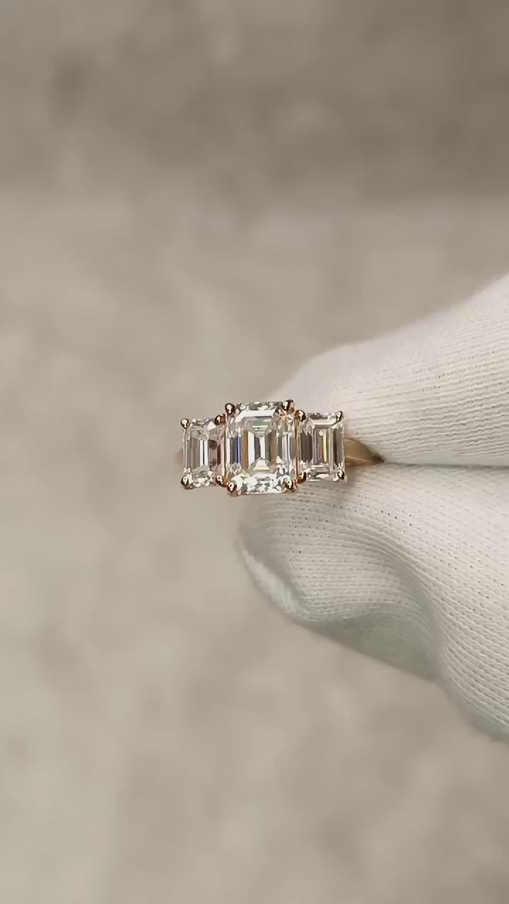 Rose Glow Triple Emerald Ring
