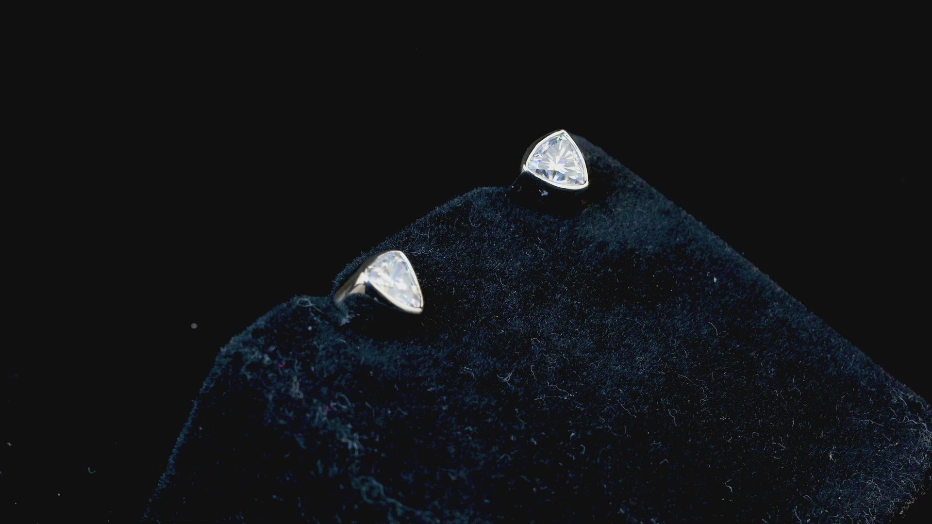 Bezel Studded Trillion Earrings