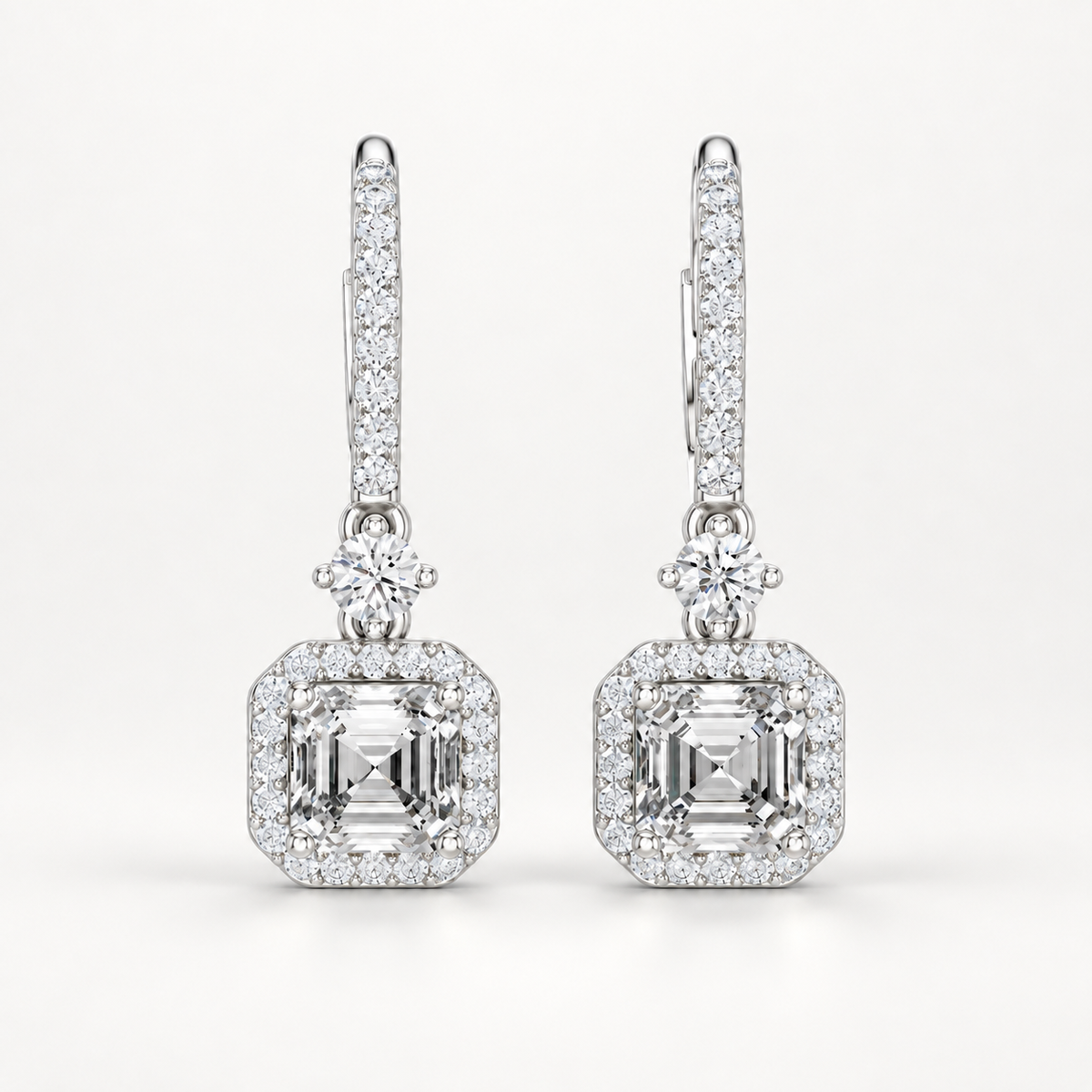 Asscher Halo Drop Bali – product view 2