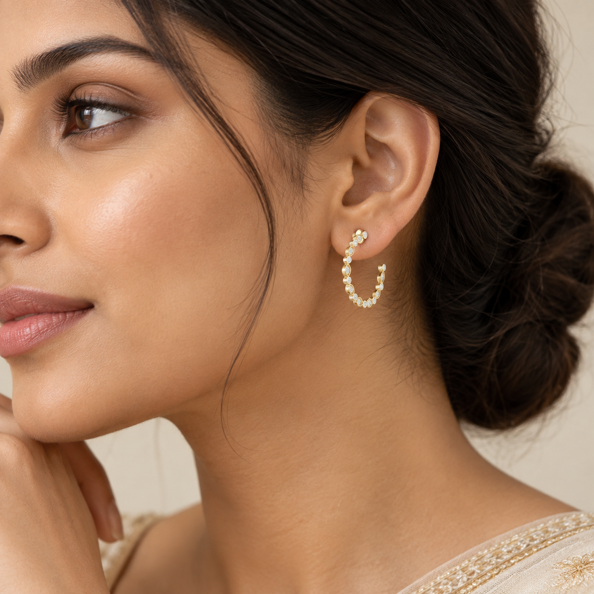 Marquise Petal Shine Hoops – product view 4